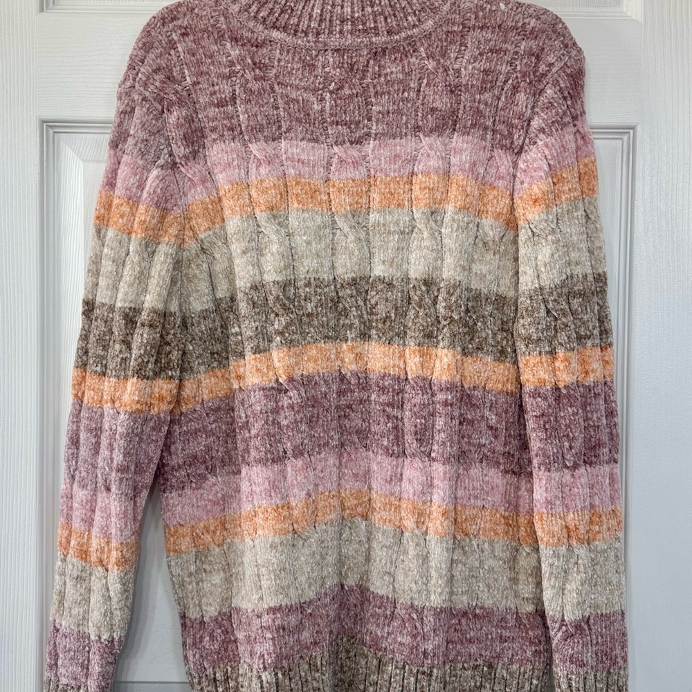 Alfred Dunner Multicolor Striped Crew Neck Sweater